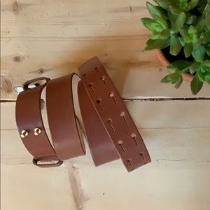 LL Bean Signature Double Post Leather Belt, Saddle